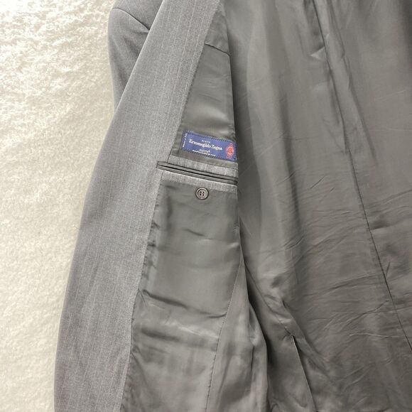 Ermenegildo Zegna Blazer Mens 41R Gray Striped Preppy American Corpcore Italy - Picture 8 of 15